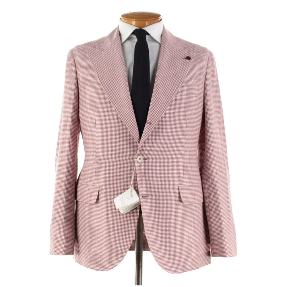 Brunello Cucinelli NWT Wool Blend Sport Coat Size 50 (40 US) In Burgundy & White